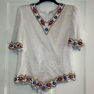 Creative Touch Vintage Silk Beaded Shirt